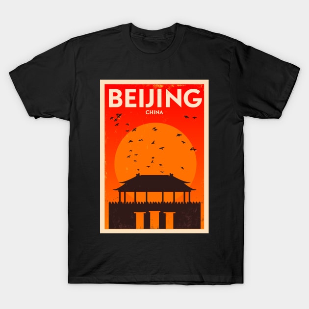 Beijing Poster Design T-Shirt by kursatunsal